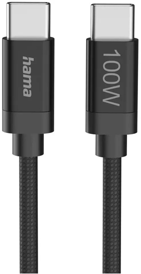 Picture of Hama Fabric Charging Cable USB-C - USB-C Nylon 3 m czarny - Vads 00201749 (4047443540225)