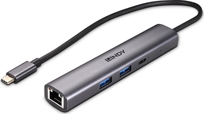 Attēls no HUB USB Lindy Lindy 43385 huby i koncentratory USB Type-C 10000 Mbit/s Szary