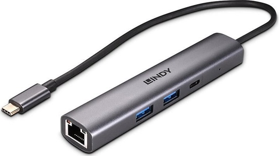 Picture of HUB USB Lindy Lindy 43385 huby i koncentratory USB Type-C 10000 Mbit/s Szary