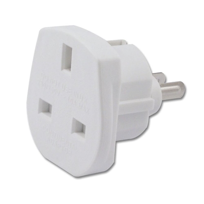 Picture of iLike Power Plug adapter from UK (United Kingdom) 3pin to Euro Socket - UK to EU Adapter White