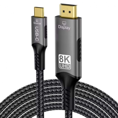 Изображение Kabel PremiumCord USB-C na HDMI kabel 2m rozliení obrazu 8K@60Hz, 4K@144Hz Aluminium