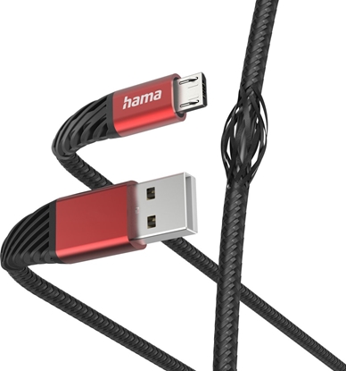 Picture of Kabel USB Hama Extreme Charging Cable USB-A - Micro USB Nylon 1.5 m czarny / czerwony - Vads 00201539 (4047443487049)