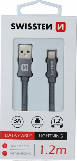 Изображение Kabel USB Swissten USB-A - Lightning 1.2 m Szary (71523202)