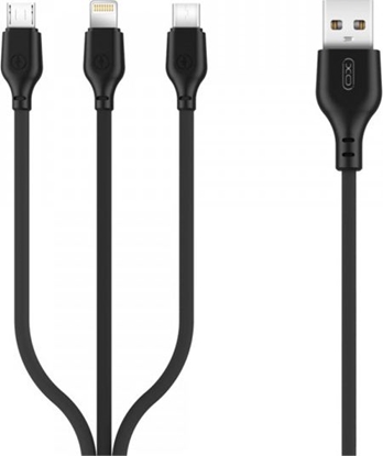 Picture of Kabel USB XO USB-A - USB-C + microUSB + Lightning 1 m Czarny (71471)