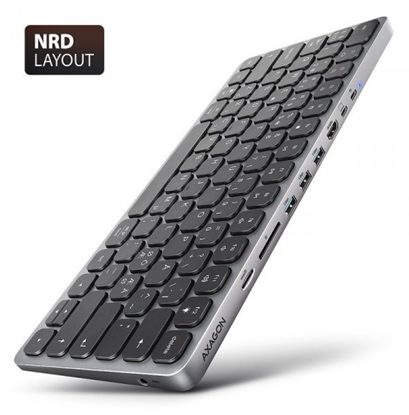 Изображение Klawiatura HMC-KB-NRD USB-C 5Gbps z wieloportowy hub 9in1, SD/microSD, 3x USB-A, HDMI 4K/60Hz, PD 100W, Audio, Nordic layout, 60cm USB-C kabel