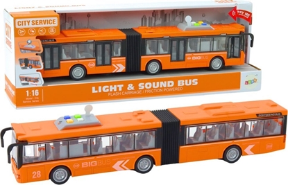 Attēls no LeanToys Autobus Przegubowy Miejski 1:16 Napd wiata Dwiki Napd Pomaraczowy