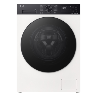 Attēls no LG Washing machine | F4X5011THB | Energy efficiency class A | Front loading | Washing capacity 11 kg | 1400 RPM | Depth 57 cm | Width 60 cm | Display | LED | Steam function | Direct drive | Wi-Fi | White