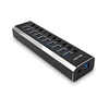 Изображение Lindy 10 Port USB 3.0 Hub with On/Off Switches USB 3.2 Gen 1 (3.1 Gen 1) Type-B 5000 Mbit/s Black