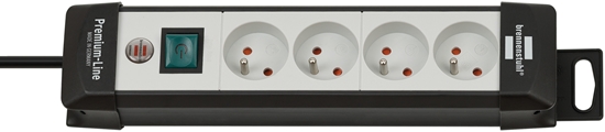 Изображение Listwa zasilajca Brennenstuhl Premium-Line 4 gniazda 1.8 m biao-czarna (1951544100)