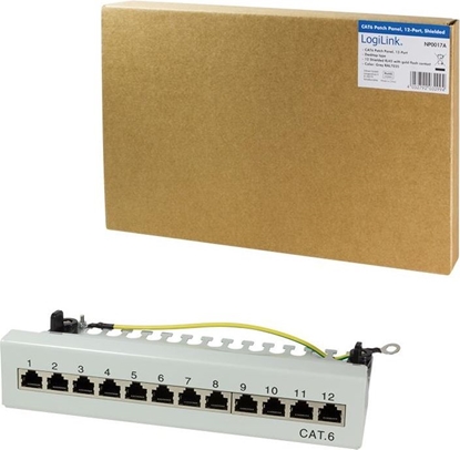 Attēls no Logilink Patchpanel Tisch/Wand Cat.6 STP 12 Ports,lichtgrau