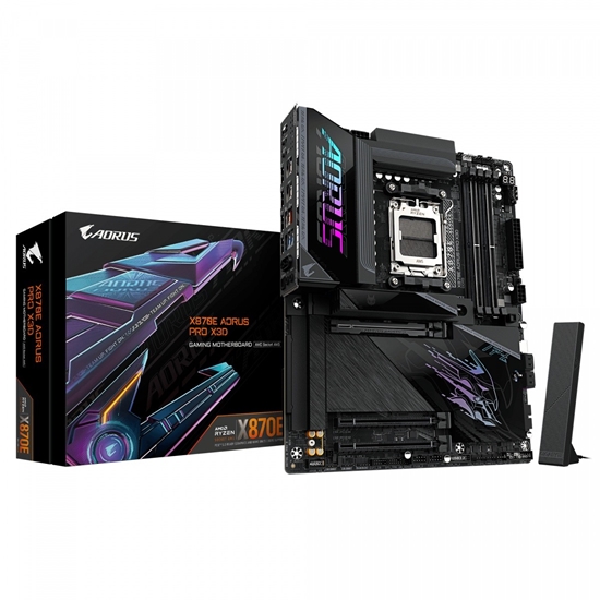 Picture of Mainboard|GIGABYTE|AMD X870E|Socket AM5|ATX|RAM DDR5-SDRAM|4xSlots|Wi-Fi Yes|Bluetooth Yes|4xNumber of M.2 (M) slots|GIGABYTE X870E AORUS PRO X3D|X870EAPROX