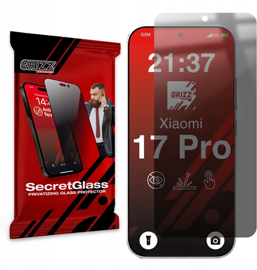 Picture of Matowe szko prywatyzujce GrizzGlass SecretGlass do Xiaomi 17 Pro