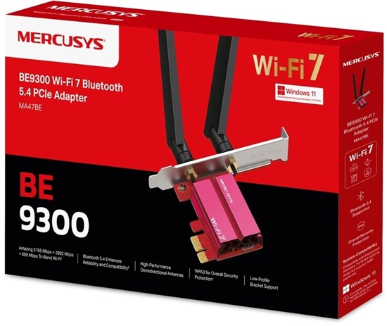 Picture of MERCUSYS MA47BE WiFi7 PCIe adapter (BE9300,2,4GHz/5GHz/6GHz,Bluetooth5.4)
