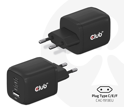 Picture of MOBILE CHARGER WALL 3PORT/GAN 65W CAC-1913EU CLUB3D