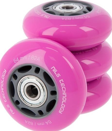 Изображение Nils Extreme PU 64x24 82A (4szt.) RÓOWE + ABEC-7 (8szt.) ZESTAW NILS EXTREME