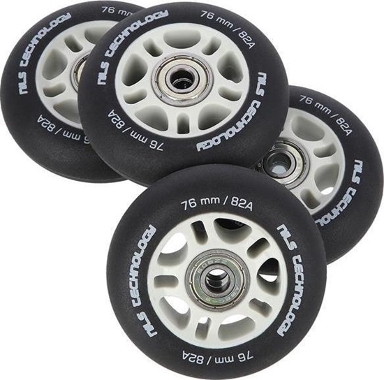 Picture of Nils Extreme PU 76x24 82A CZARNE MATOWE (4 szt.) + ABEC-9 (8 szt.) ZESTAW NILS EXTREME