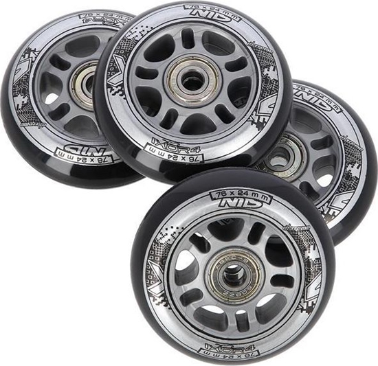 Picture of Nils Extreme PU 76x24 82A CZARNE N (4 szt.) + ABEC-9 (8 szt.) ZESTAW NILS EXTREME