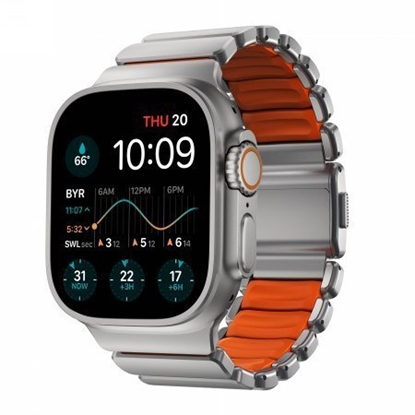 Picture of Nomad Stratos Band - titanowa bransoleta do Apple Watch 49mm z FKM (naturalny titanium, ultra orange FKM)