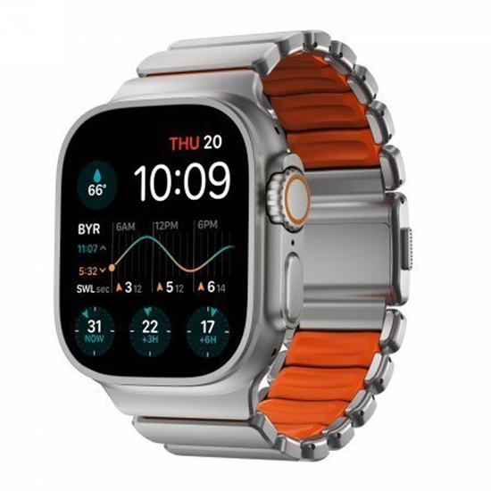Picture of Nomad Stratos Band - titanowa bransoleta do Apple Watch 49mm z FKM (naturalny titanium, ultra orange FKM)