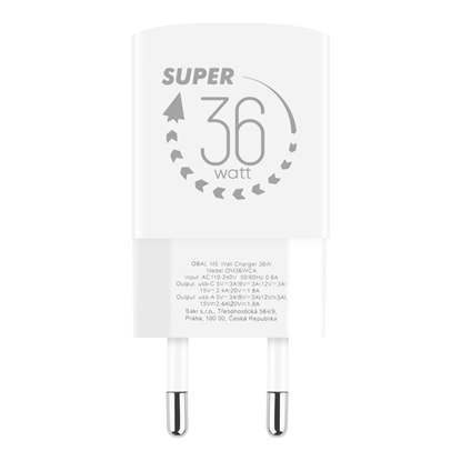 Attēls no OBAL:ME GaN Wall Charger USB-A + USB-C 36W / white
