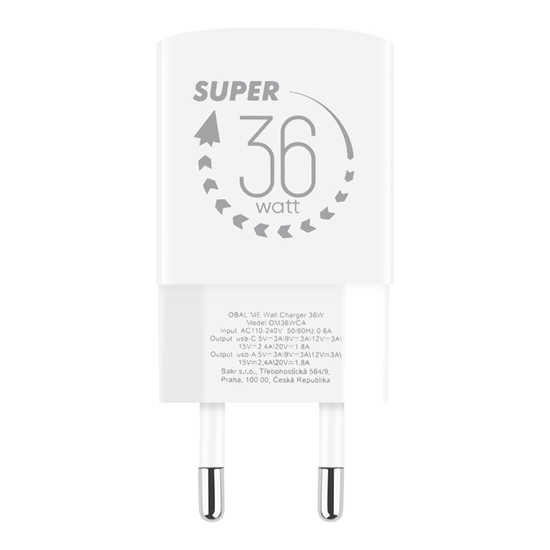 Picture of OBAL:ME GaN Wall Charger USB-A + USB-C 36W / white