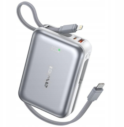 Picture of Powerbank Awei C03 20000mAh 45W          USB-A/USB-C + kable Lightning/USB-C srebrny