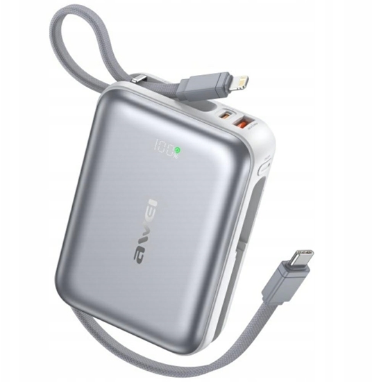 Picture of Powerbank Awei C03 20000mAh 45W          USB-A/USB-C + kable Lightning/USB-C srebrny