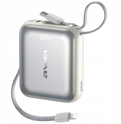 Picture of Powerbank Awei Powerbank AS-181 10000mAh 35W USB-C + kable Lightning / USB-C srebrny