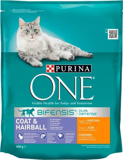 Picture of Purina PURINA ONE COAT & HAIRBALL PENOPORCJOWA KARMA DLA DOROSYCH KOTÓW BOGATA W KURCZAKA I ZIARNA 800 G 12300882