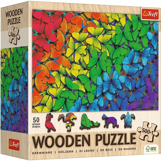 Изображение Puzzle drewniane 500+1 Tczowe motyle TREFL