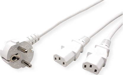 Изображение Roline Y-Power Cable, 2x straight IEC Connector, white, 2 m