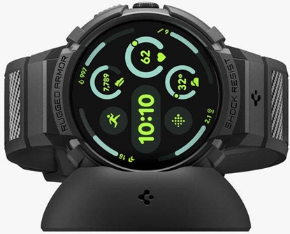 Picture of Spigen Rugged Armor Pro + Stand, matte black - Google Pixel Watch 4 45mm