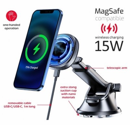 Изображение Swissten MagSafe car holder with wireless charging  15W