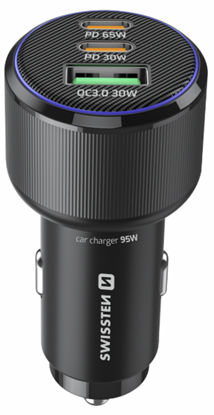 Attēls no Swissten PD 2x USB-C / USB Car Charger 95W with USB-C - USB-C Cable 1m