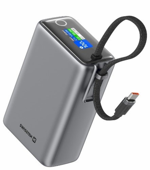 Изображение Swissten Power Bank 25000 mAh (96.25Wh) 100W with Built-in USB-C Cable