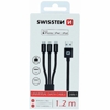 Picture of Swissten Textile Universal 3in1 USB-C / Lightning Data MFI / Micro USB Cable 1.2m Black