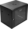 Picture of Szafa krosowa wisząca 19 cali 9U rack 600x450, drzwi szyba, niedzielona, złożona, nośność 60kg Czarna
