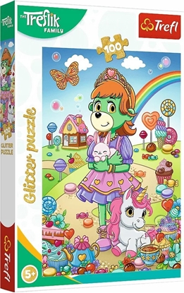 Attēls no Trefl PUZZLE 100 Glitter Brokatowe Trefliki 14833