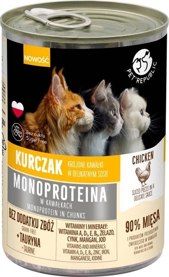 Изображение Triton PetRepublic karma monoproteinowa z kurczaka dla kota, kawaki w sosie 400g