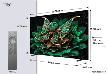 Attēls no TV Set|TCL|115 "|4K Ultra HD|3840 x 2160 pixels|Flat|16:9|QD-Mini LED|115C7K