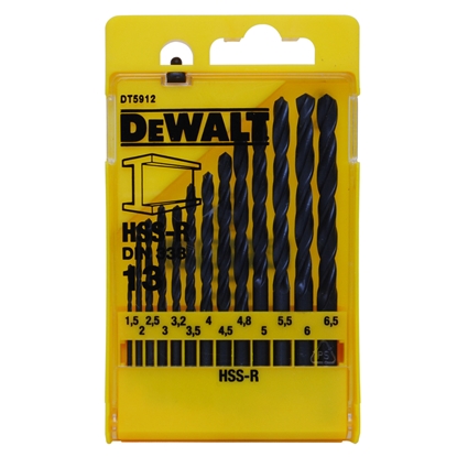 Attēls no Wierto Dewalt do metalu HSS walcowe 1,5 2 4,5 4 5,5 5 4,8 3 2,5 3,5 6 3,2 6,5mm zestaw (DT5912-QZ)