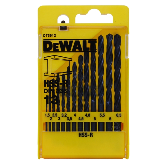 Изображение Wierto Dewalt do metalu HSS walcowe 1,5 2 4,5 4 5,5 5 4,8 3 2,5 3,5 6 3,2 6,5mm zestaw (DT5912-QZ)