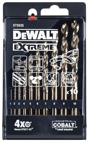 Изображение Wierto Dewalt do metalu kobaltowe walcowe 2 7 4 5 1 3 6 10 8 9mm 10szt. (DT5935-QZ)