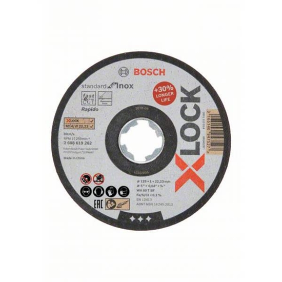 Picture of Abrazīvais griešanas disks Bosch 2608619364; 125x22,23 mm; X-Lock; 10 gab.