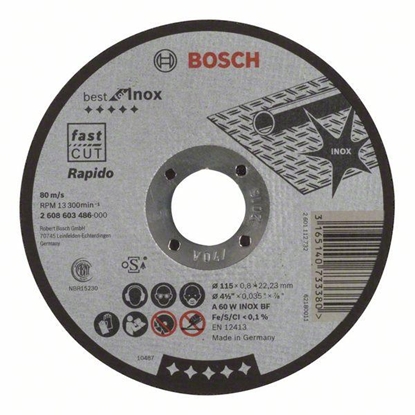 Picture of Abrazīvais griešanas disks Bosch Best for Inox 2608603486; 115x22,23 mm