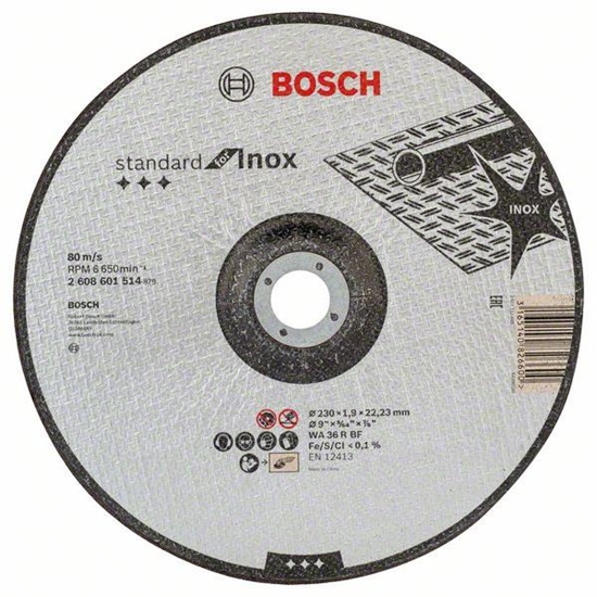 Picture of Abrazīvais griešanas disks Bosch Standard for Inox 2608601514; 230x22,23 mm