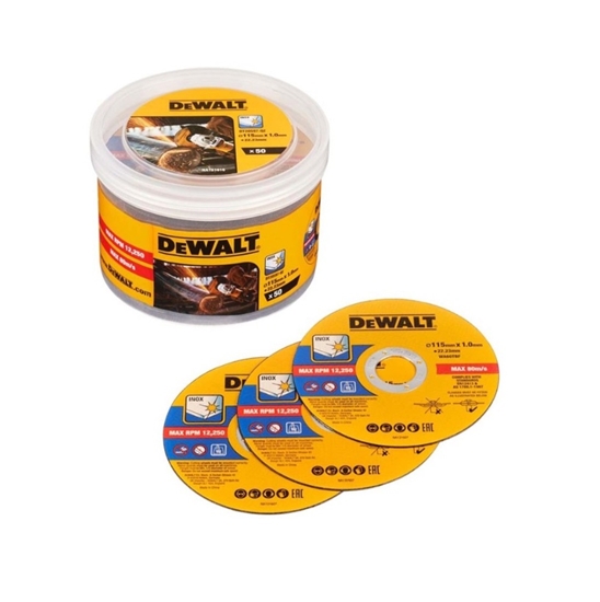 Picture of Abrazīvais griešanas disks DeWalt DT20597-QZ; 115x22,23x1,0 mm; 50 gab.