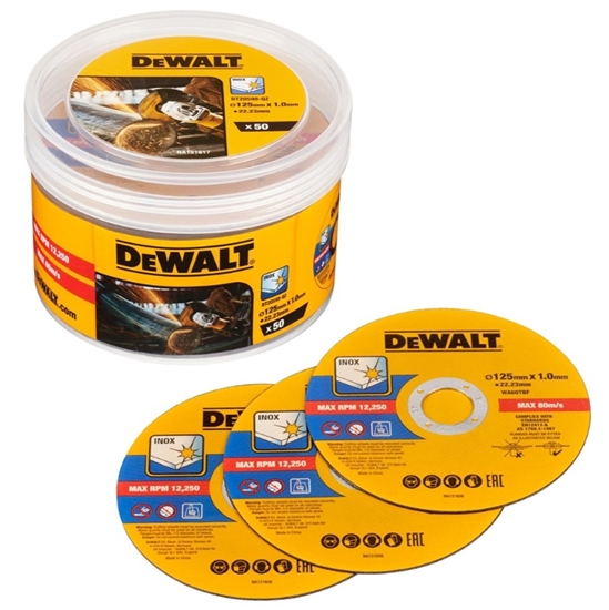 Picture of Abrazīvais griešanas disks DeWalt DT20598-QZ; 125x22,23x1,0 mm; 50 gab.
