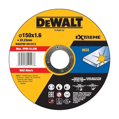 Picture of Abrazīvais griešanas disks DeWalt DT43907-QZ; 150x22,23 mm