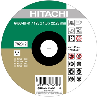 Picture of Abrazīvais griešanas disks Hikoki 782312; 125x1,6 mm